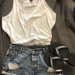 Ecru lab acid wash jean shorts